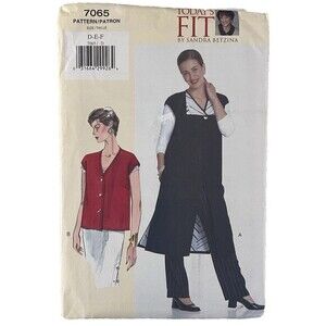 VOGUE BETZINA 1999 Sewing Pattern 7065 Misses Petite Duster Vest Size D-E-F UC